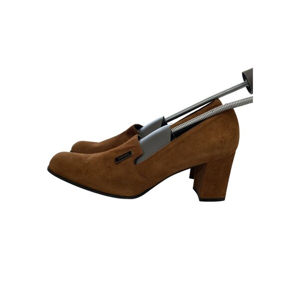 Versani Women's Size 7 Brown Suede Block Heel pumps Made In Italy - Picture 2 of 7